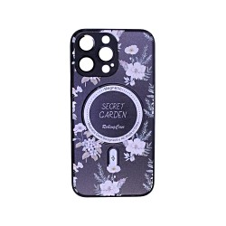 Capa Magnetic com Desenho De Flores para Apple iPhone 14 Pro Preto Capa Magnetic com Desenho De Flores para Apple iPhone 14 Pro Preto